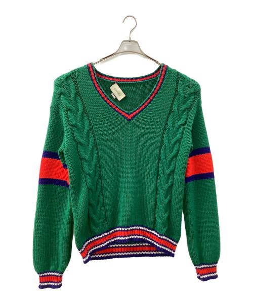 GUCCI（グッチ）GUCCI (グッチ) Vネックーブルニット グリーン サイズ:Sの古着・服飾アイテム