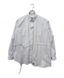 FACETASM（ファセッタズム）の古着「ASSYMETRICAL BELTED SHIRT (アシメティカル ベルテッド シャツ)」｜ブルー×ホワイト