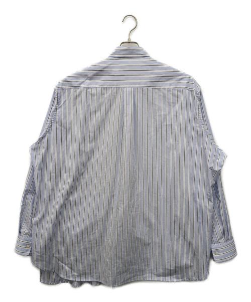 FACETASM（ファセッタズム）FACETASM (ファセッタズム) ASSYMETRICAL BELTED SHIRT (アシメティカル ベルテッド シャツ) ブルー×ホワイト サイズ:5の古着・服飾アイテム