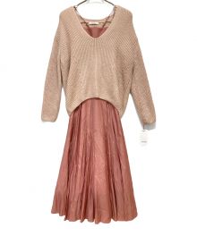 Snidel（スナイデル）の古着「深Vニットセットキャミワンピース」｜ピンク