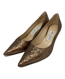 JIMMY CHOO（ジミーチュウ）の古着「グリッターパンプス LOVE65 CIG 192」｜ブロンズ
