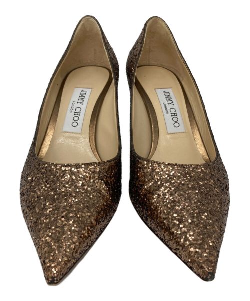 JIMMY CHOO（ジミーチュウ）JIMMY CHOO (ジミーチュウ) グリッターパンプス LOVE65 CIG 192 ブロンズ サイズ:37の古着・服飾アイテム