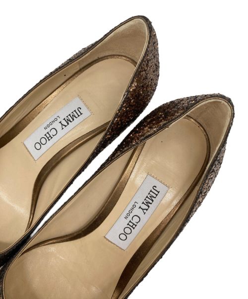 JIMMY CHOO（ジミーチュウ）JIMMY CHOO (ジミーチュウ) グリッターパンプス LOVE65 CIG 192 ブロンズ サイズ:37の古着・服飾アイテム