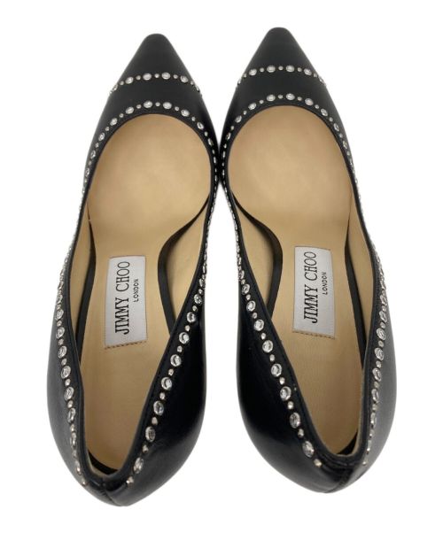 JIMMY CHOO（ジミーチュウ）JIMMY CHOO (ジミーチュウ) ラインストーンパンプス ブラック サイズ:37の古着・服飾アイテム