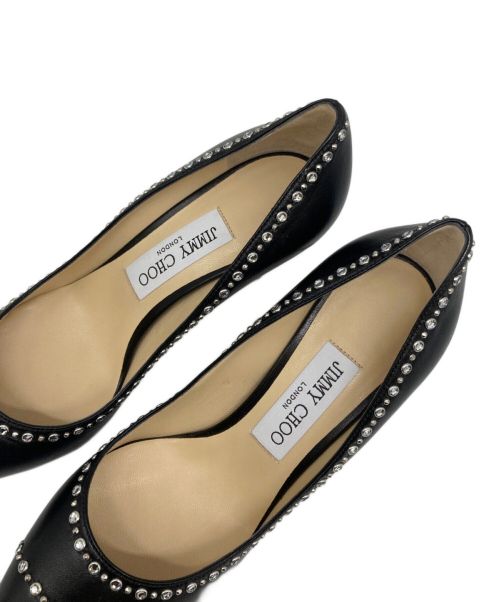 JIMMY CHOO（ジミーチュウ）JIMMY CHOO (ジミーチュウ) ラインストーンパンプス ブラック サイズ:37の古着・服飾アイテム
