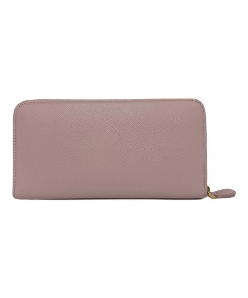 PRADA（プラダ）PRADA (プラダ) サフィアーノレザー(牛革)　ラウンドファスナー長財布 ピンクの古着・服飾アイテム