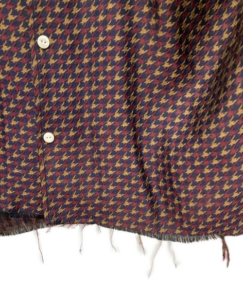 Needles（ニードルズ）Needles (ニードルズ) カットオフボトムクラシックシャツ ボルドー×ベージュ サイズ:Sの古着・服飾アイテム