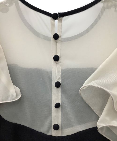 FRAY ID（フレイ アイディー）FRAY ID (フレイ アイディー) フリルスリーブコンビドレス ブラック×ベージュ サイズ:1 未使用品の古着・服飾アイテム