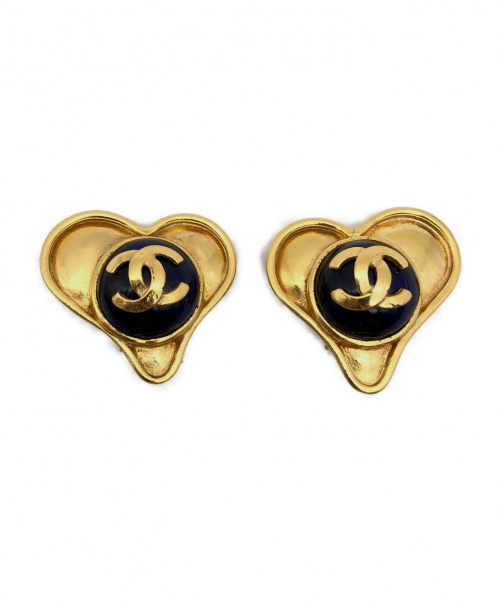 CHANEL（シャネル）CHANEL (シャネル) ヴィンテージココマークハートイヤリング ゴールド×ブルー サイズ:- ブルーストーンの古着・服飾アイテム