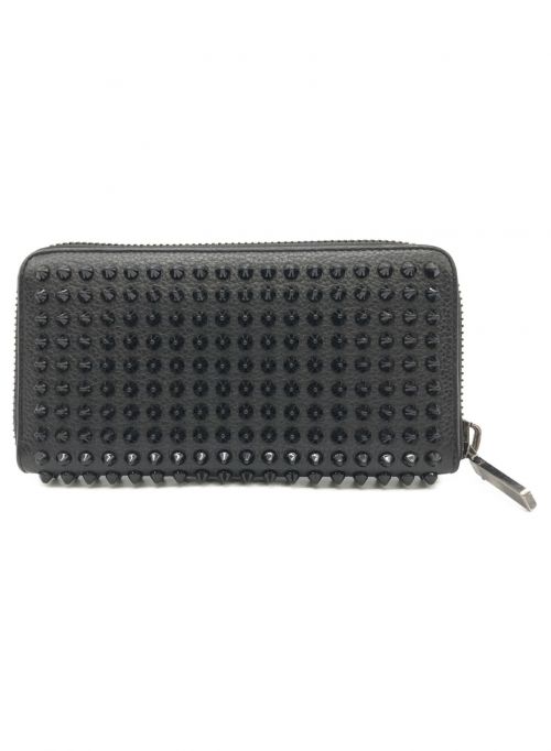 Christian Louboutin（クリスチャン・ルブタン）Christian Louboutin (クリスチャン・ルブタン) ラウンドファスナーウォレット ブラック×レッドの古着・服飾アイテム