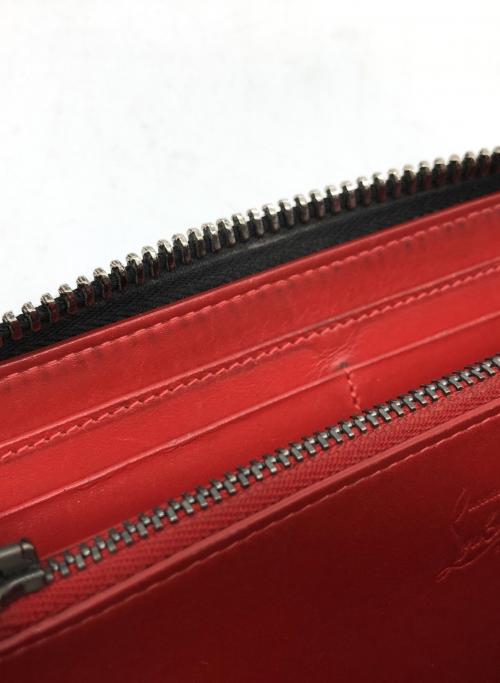 Christian Louboutin（クリスチャン・ルブタン）Christian Louboutin (クリスチャン・ルブタン) ラウンドファスナーウォレット ブラック×レッドの古着・服飾アイテム