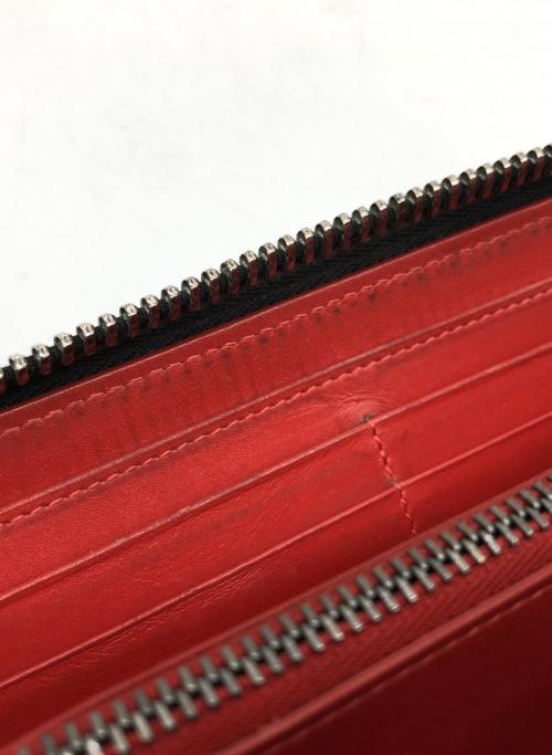 Christian Louboutin（クリスチャン・ルブタン）Christian Louboutin (クリスチャン・ルブタン) ラウンドファスナーウォレット ブラック×レッドの古着・服飾アイテム