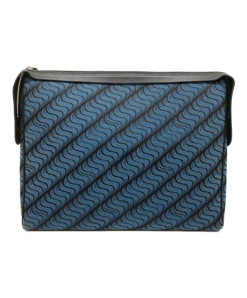 SMYTHSON（スマイソン）SMYTHSON (スマイソン) クラッチバッグ ブラック×ブルーの古着・服飾アイテム