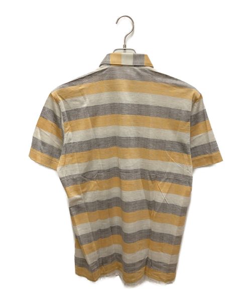 Yves Saint Laurent（イヴサンローラン）Yves Saint Laurent (イヴサンローラン) リネンブレンドポロシャツ グレー×オレンジ サイズ:Mの古着・服飾アイテム