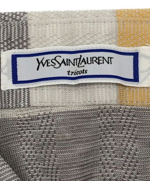 Yves Saint Laurent（イヴサンローラン）Yves Saint Laurent (イヴサンローラン) リネンブレンドポロシャツ グレー×オレンジ サイズ:Mの古着・服飾アイテム
