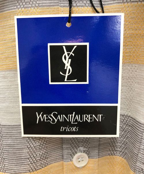 Yves Saint Laurent（イヴサンローラン）Yves Saint Laurent (イヴサンローラン) リネンブレンドポロシャツ グレー×オレンジ サイズ:Mの古着・服飾アイテム