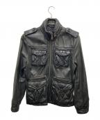 BURBERRY BLACK LABELバーバリーブラックレーベル）の古着「レザージャケット」｜ブラック