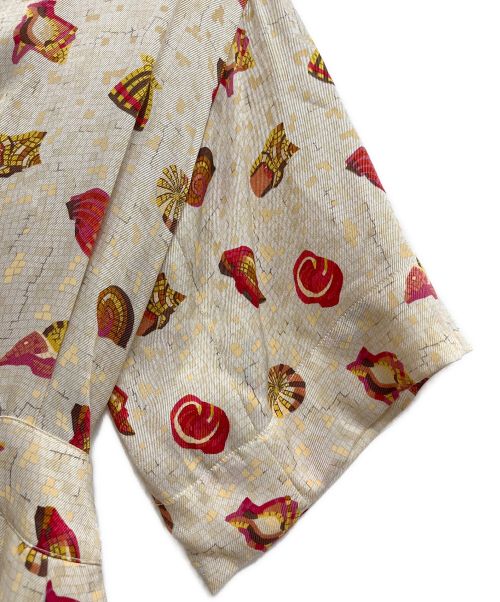 HERMES（エルメス）HERMES (エルメス) ウエストベルト付きシルクワンピース ベージュ×レッド サイズ:SIZE 36の古着・服飾アイテム