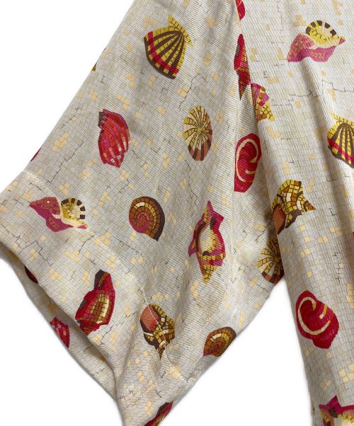 HERMES（エルメス）HERMES (エルメス) ウエストベルト付きシルクワンピース ベージュ×レッド サイズ:SIZE 36の古着・服飾アイテム