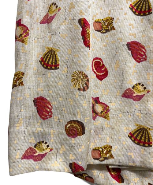 HERMES（エルメス）HERMES (エルメス) ウエストベルト付きシルクワンピース ベージュ×レッド サイズ:SIZE 36の古着・服飾アイテム