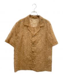 sulvam（サルバム）の古着「シアー半袖刺繍シャツ」｜ブラウン