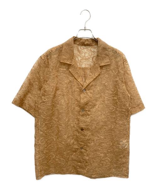 sulvam（サルバム）sulvam (サルバム) シアー半袖刺繍シャツ ブラウン サイズ:SIZE Sの古着・服飾アイテム