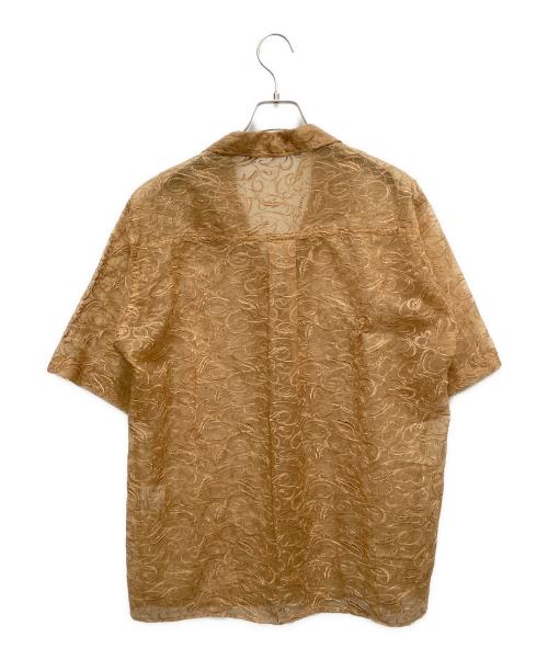 sulvam（サルバム）sulvam (サルバム) シアー半袖刺繍シャツ ブラウン サイズ:SIZE Sの古着・服飾アイテム