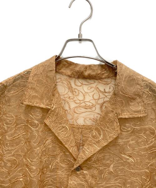 sulvam（サルバム）sulvam (サルバム) シアー半袖刺繍シャツ ブラウン サイズ:SIZE Sの古着・服飾アイテム