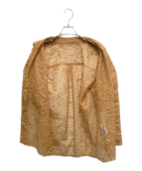 sulvam（サルバム）sulvam (サルバム) シアー半袖刺繍シャツ ブラウン サイズ:SIZE Sの古着・服飾アイテム