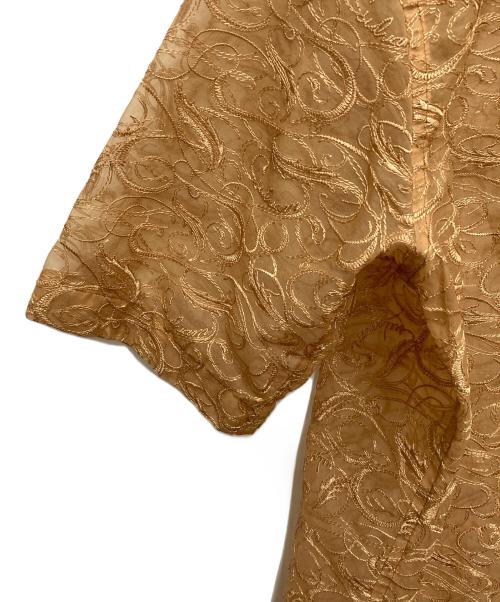 sulvam（サルバム）sulvam (サルバム) シアー半袖刺繍シャツ ブラウン サイズ:SIZE Sの古着・服飾アイテム