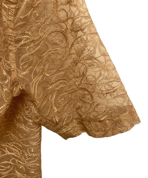 sulvam（サルバム）sulvam (サルバム) シアー半袖刺繍シャツ ブラウン サイズ:SIZE Sの古着・服飾アイテム