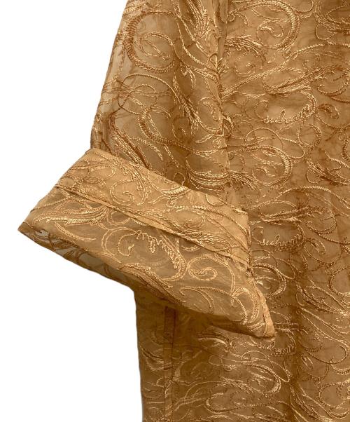 sulvam（サルバム）sulvam (サルバム) シアー半袖刺繍シャツ ブラウン サイズ:SIZE Sの古着・服飾アイテム