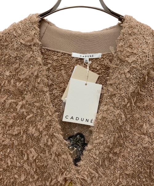 CADUNE（カデュネ）CADUNE (カデュネ) ワッペン付きラメニットカーディガン ブラウン サイズ:38 未使用品の古着・服飾アイテム