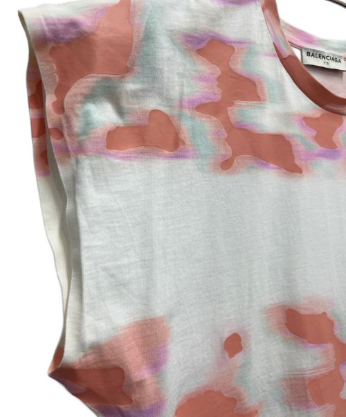BALENCIAGA（バレンシアガ）BALENCIAGA (バレンシアガ) ノースリーブカットソー ホワイト×ピンク サイズ:SIZE Sの古着・服飾アイテム