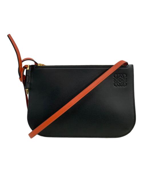 LOEWE（ロエベ）LOEWE (ロエベ) ダブルジップショルダーポーチ ブラック×レッドの古着・服飾アイテム