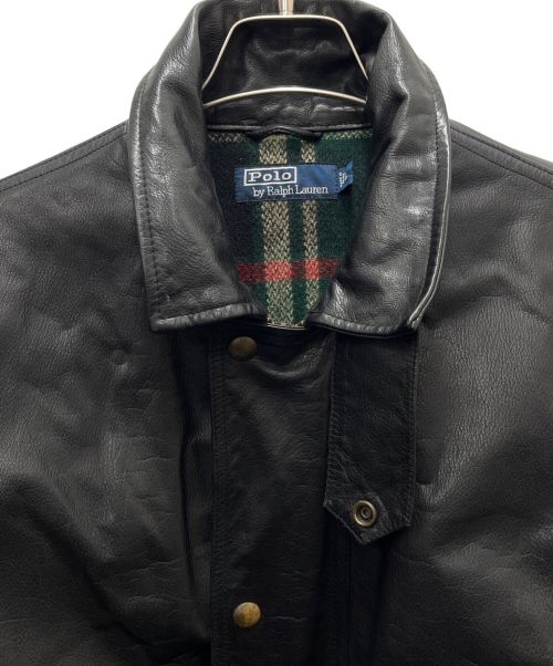 POLO RALPH LAUREN（ポロ・ラルフローレン）POLO RALPH LAUREN (ポロ・ラルフローレン) ゴートレザーコート ブラック サイズ:SIZE Lの古着・服飾アイテム