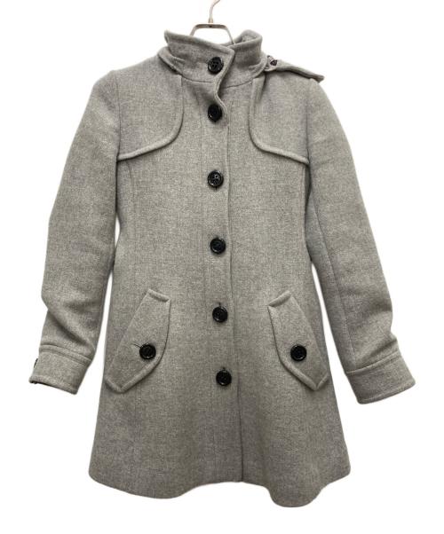 BURBERRY BLUE LABEL（バーバリーロンドンブルーレーベル）BURBERRY BLUE LABEL (バーバリーロンドンブルーレーベル) ウールアンゴラ混コート グレー サイズ:SIZE Ｍの古着・服飾アイテム