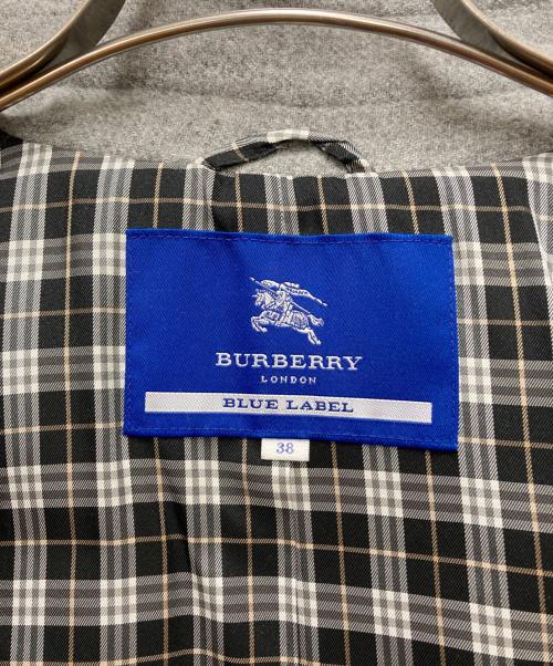 BURBERRY BLUE LABEL（バーバリーロンドンブルーレーベル）BURBERRY BLUE LABEL (バーバリーロンドンブルーレーベル) ウールアンゴラ混コート グレー サイズ:SIZE Ｍの古着・服飾アイテム