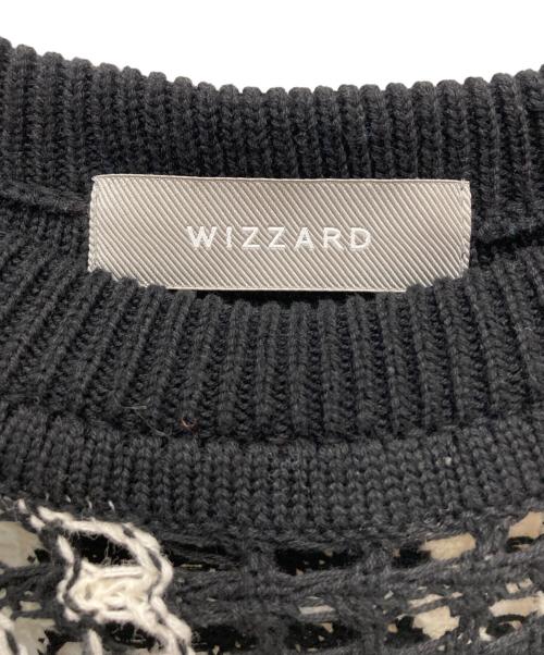 Wizzard（ウィザード）Wizzard (ウィザード) 編み込みニット ホワイト×ブラック サイズ:SIZE Lの古着・服飾アイテム