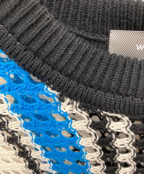 Wizzard（ウィザード）Wizzard (ウィザード) 編み込みニット ホワイト×ブラック サイズ:SIZE Lの古着・服飾アイテム