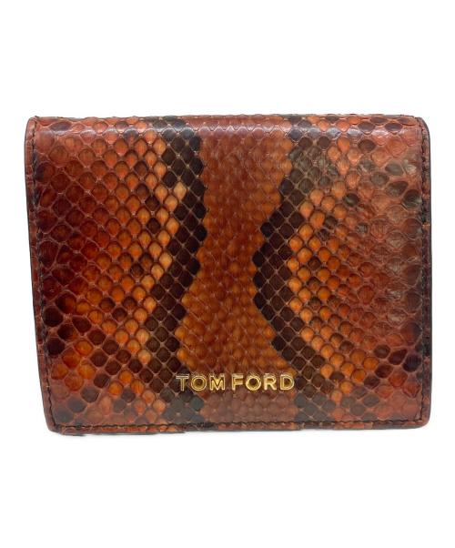 TOM FORD（トムフォード）TOM FORD (トムフォード) 型押し2つ折り財布 ブラウンの古着・服飾アイテム