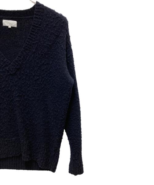 UNFOLLOW（アンフォロー）UNFOLLOW (アンフォロー) pilling puff v neck sweater ネイビー サイズ:2の古着・服飾アイテム