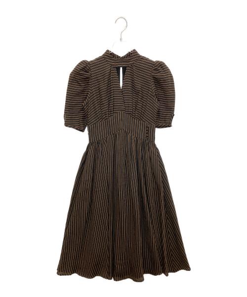 HER LIP TO（ハーリップトゥ）HER LIP TO (ハーリップトゥ) Striped Midi Dress ブラウン サイズ:Sの古着・服飾アイテム