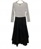 Apuweiser-richeアプワイザーリッシェ）の古着「シアーイレヘムドッキングワンピース」｜ホワイト×ブラック