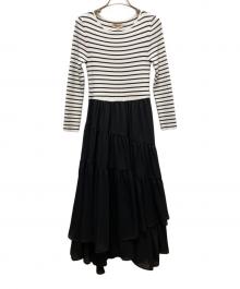 Apuweiser-riche（アプワイザーリッシェ）の古着「シアーイレヘムドッキングワンピース」｜ホワイト×ブラック