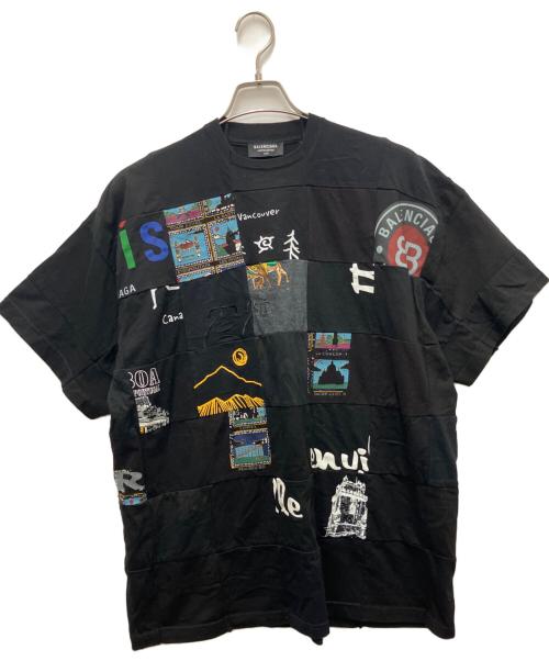 BALENCIAGA（バレンシアガ）BALENCIAGA (バレンシアガ) パッチワークデザイン オーバーサイズTシャツ ブラック サイズ:Lの古着・服飾アイテム