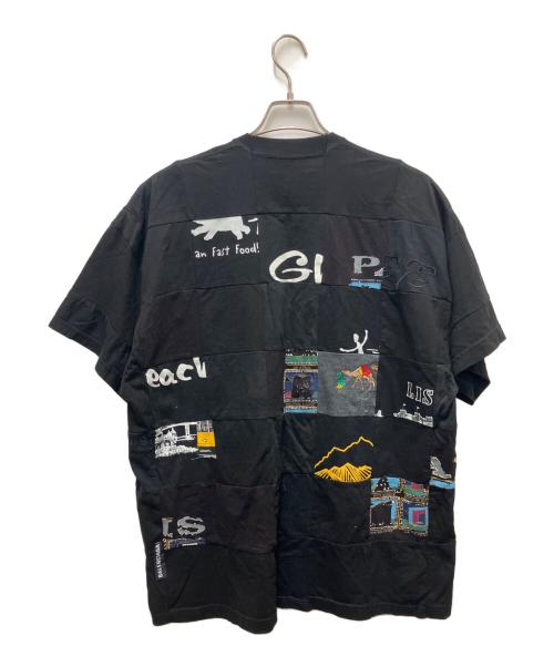 BALENCIAGA（バレンシアガ）BALENCIAGA (バレンシアガ) パッチワークデザイン オーバーサイズTシャツ ブラック サイズ:Lの古着・服飾アイテム