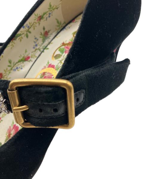 GUCCI（グッチ）GUCCI (グッチ) ラインストーンストラップパンプス ブラック サイズ:23.5の古着・服飾アイテム