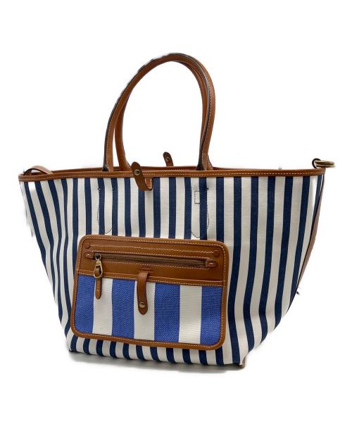 POLO RALPH LAUREN（ポロ・ラルフローレン）POLO RALPH LAUREN (ポロ・ラルフローレン) 2WAYトートバッグ ホワイト×ネイビーの古着・服飾アイテム