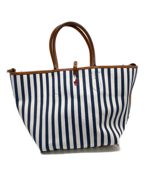 POLO RALPH LAUREN（ポロ・ラルフローレン）POLO RALPH LAUREN (ポロ・ラルフローレン) 2WAYトートバッグ ホワイト×ネイビーの古着・服飾アイテム